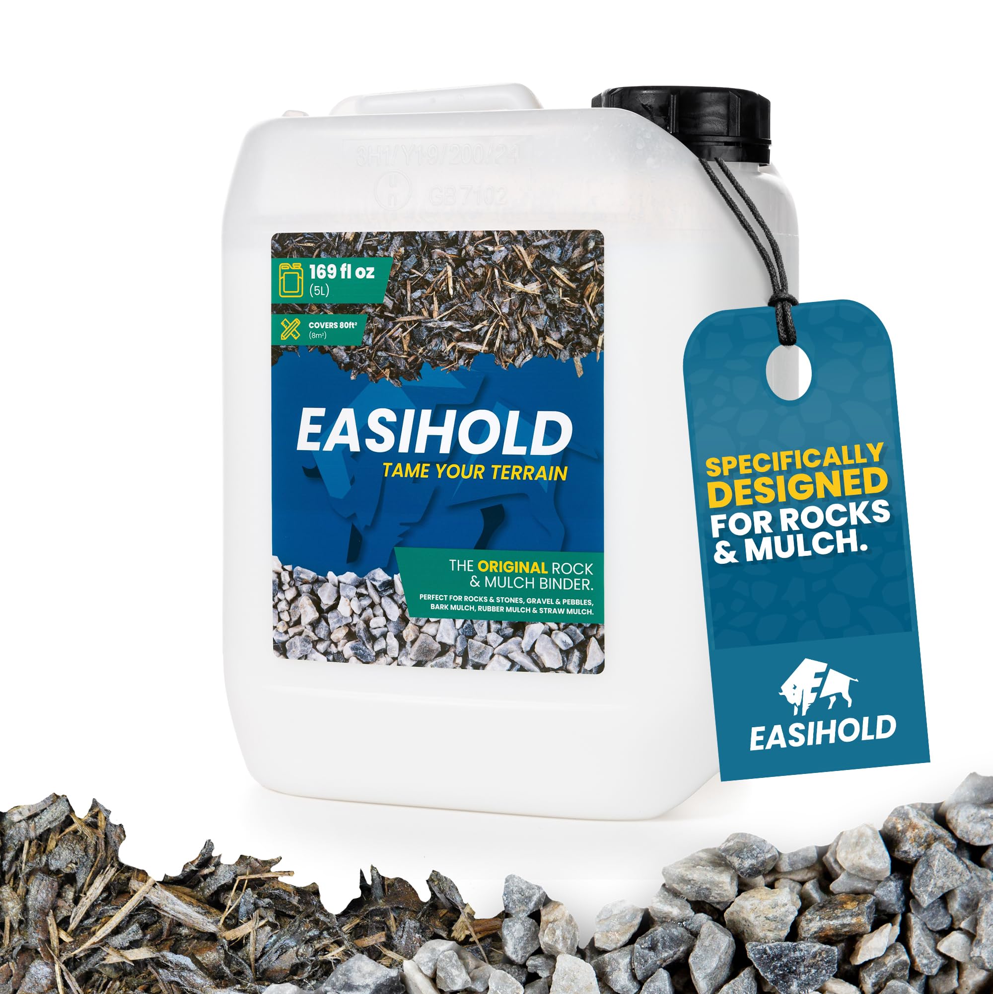 Vuba EASIHOLD ROCKS - Award Winning 5L XL Gravel Binder for Bonding Stones, Bark and Gravel on Borders, Patios and Garden Paths. Lasts up to 3 Years, Non Toxic, Ready to Use.