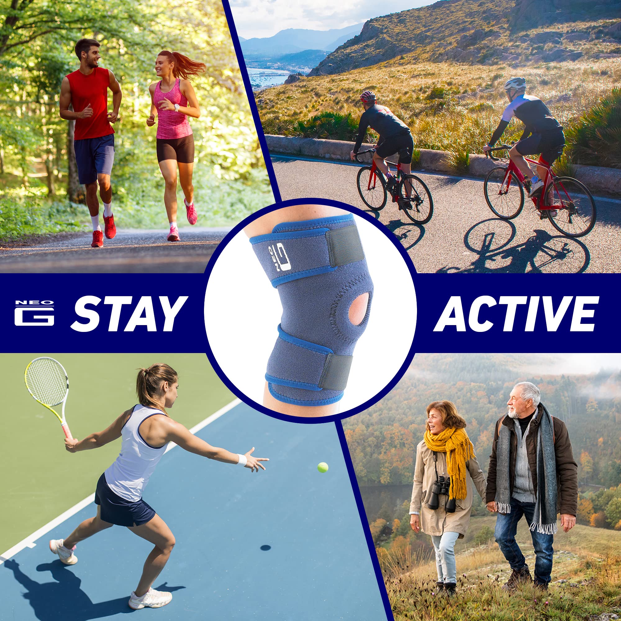 Neo-G Knee Support Open Patella - Knee Brace For Arthritis, Joint Pain Relief, ACL, Meniscus Tear, Runners Knee, Walking, Running - Knee Supports for Joint Pain Men and Women - Adjustable